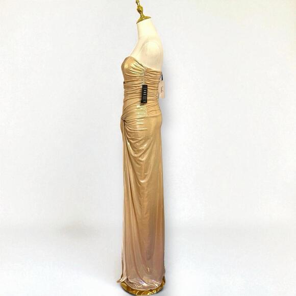 Stunning $798 Retrofete Maytal Dress Latte Gold Lame Knotted Designer Dress M - Picture 10 of 12